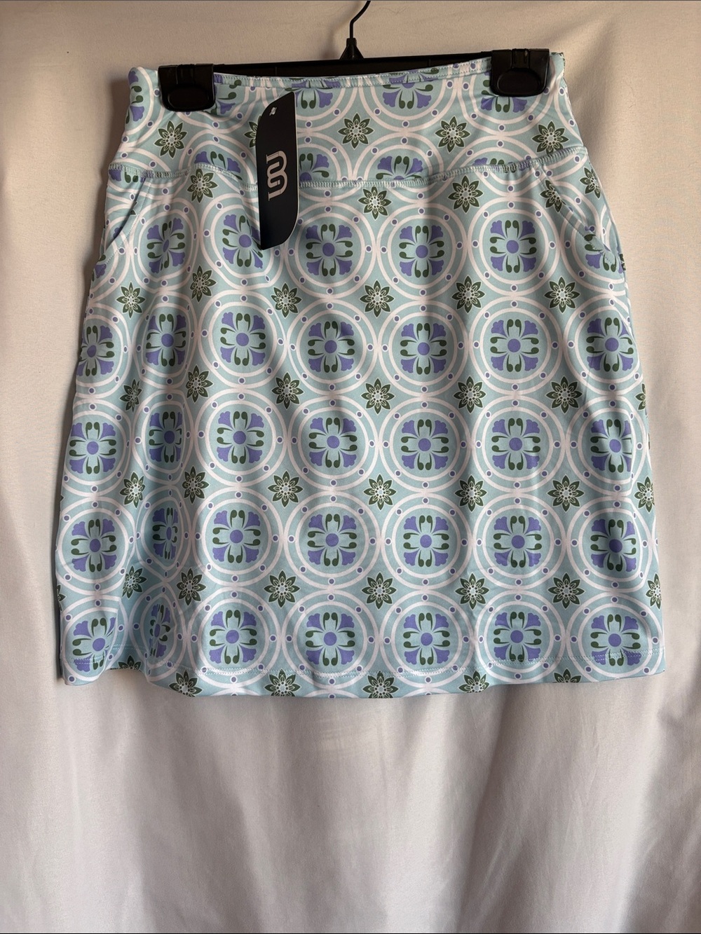 Stylish Tile-Print Pencil Skirt - Light Blue & Lavender